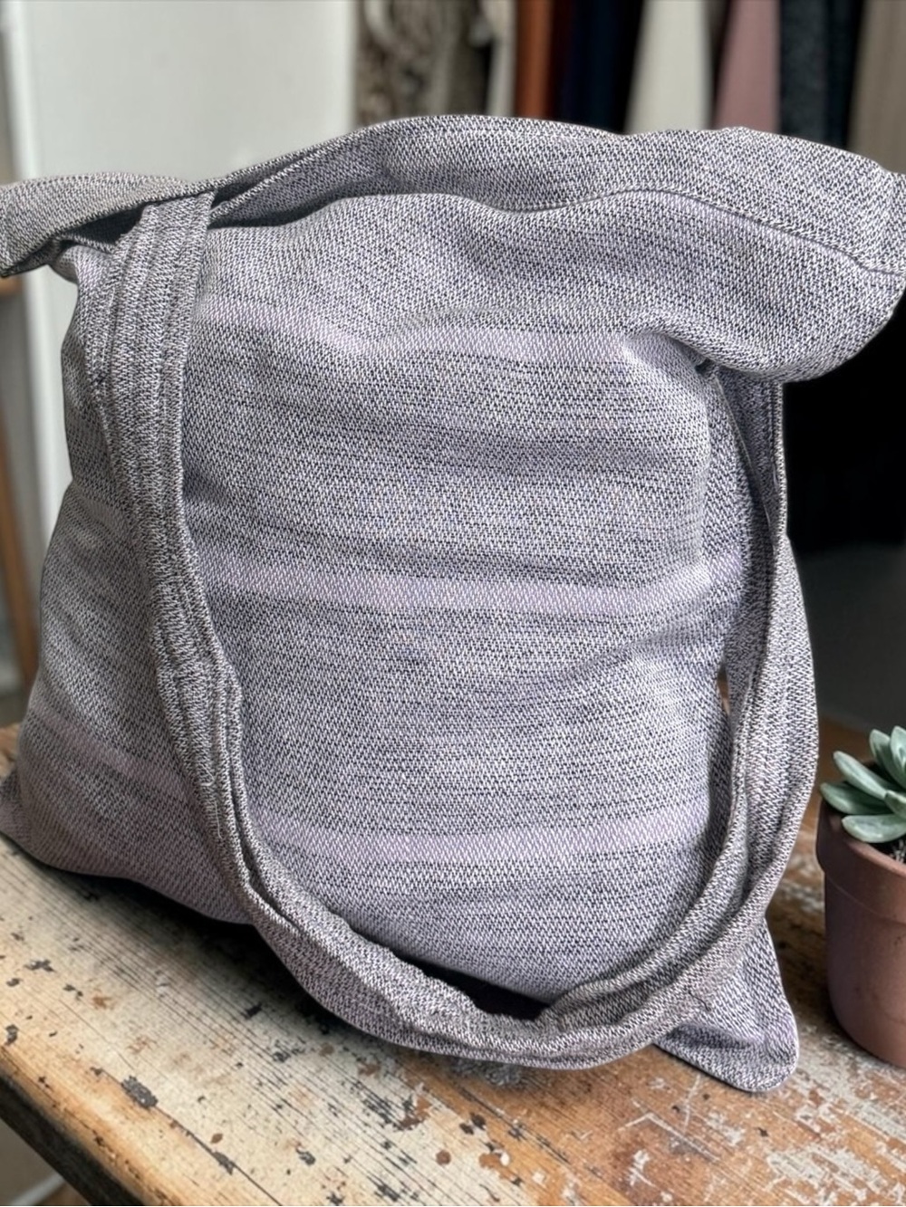Everyday Purple Gray Knit Tote Bag with Shoulder Strap! - Picture 2 of 6